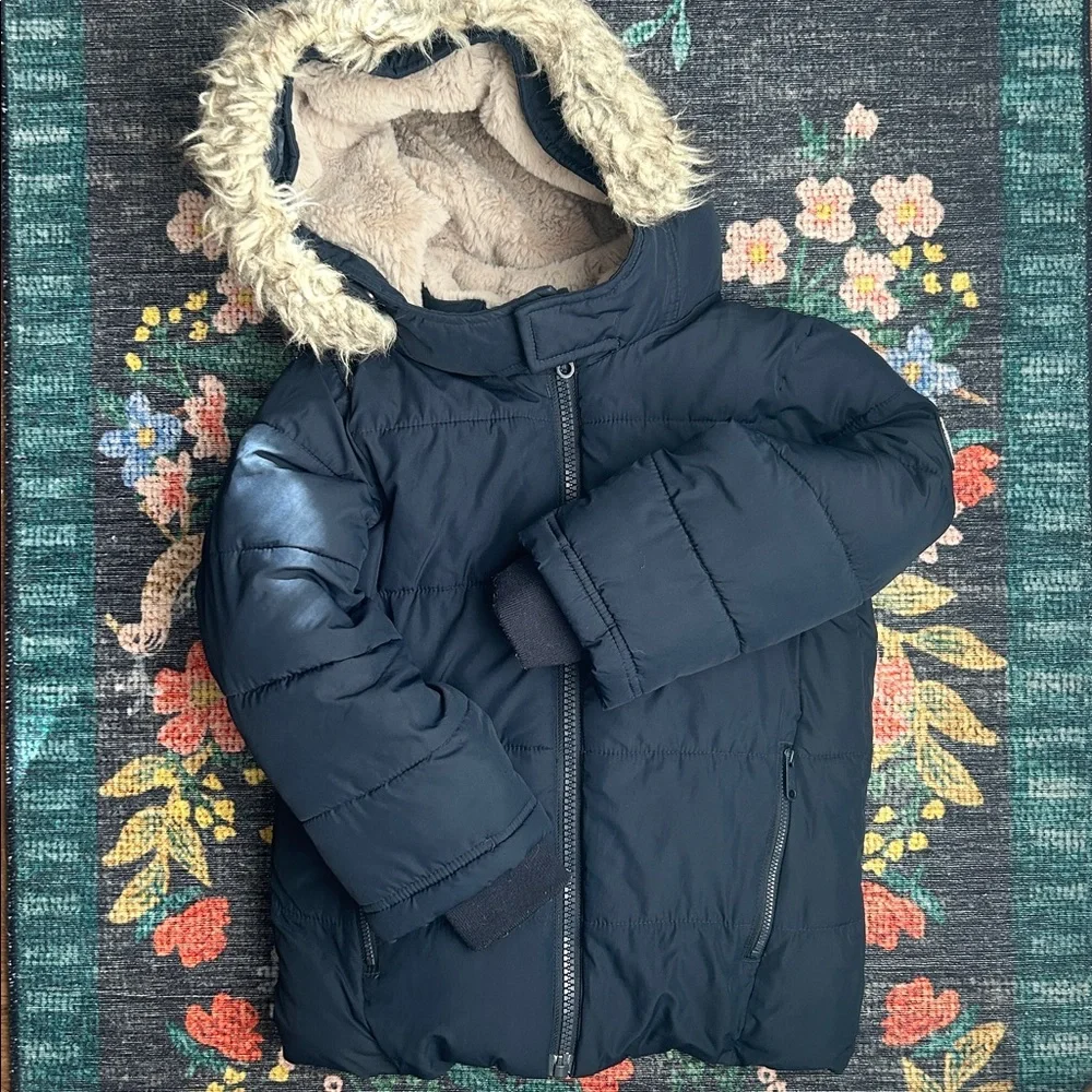 Abercrombie Ultra Collection Navy Blue Puffer Parka with Hood, Size 5/6